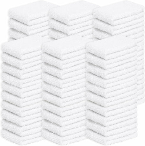 Wash Cloth Set - Heavy Duty 13x13 White Dish Towels, Quick Dry & Lint Free Multi Use Bar Rags for Cleaning, Auto Wash,