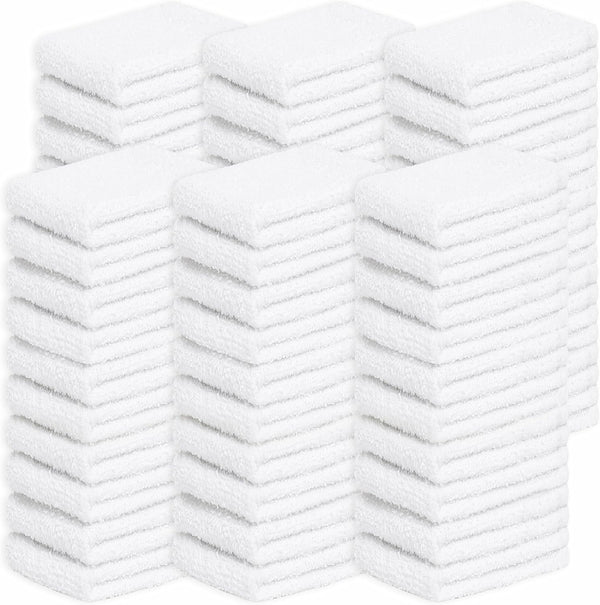 Wash Cloth Set - Heavy Duty 13x13 White Dish Towels, Quick Dry & Lint Free Multi Use Bar Rags for Cleaning, Auto Wash,