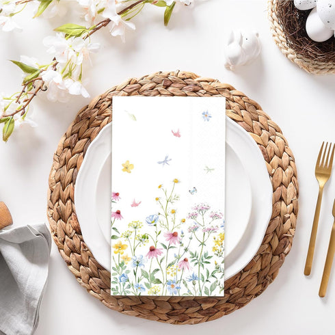 SMUAENSS 100 3-Ply Pcs Floral Paper Napkins Guest Towels disposable Bathroom Napkins - Pastel Floral Cocktail Napkins
