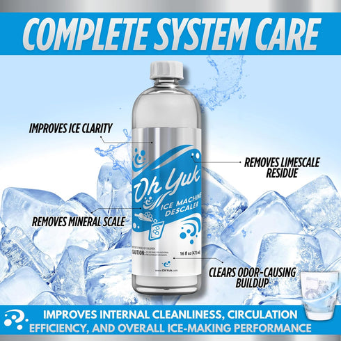 Oh Yuk Ice Machine Cleaner Descaler Scale & Buildup Remover, Nickel-Safe Ice Maker Cleaning Solution, Compatible