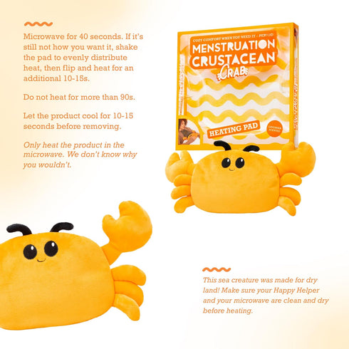 Menstruation Crustacean Crab, Lavender Scented Microwaveable Heating Pad for Period Cramps