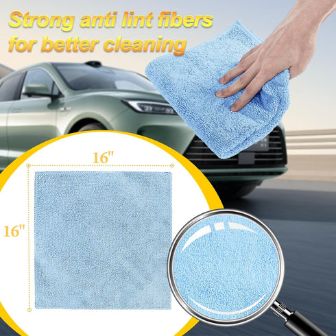 House,Kitchen,Bathroom,Office16"x16"|Blue 6-Pack Microfiber Rags Car Interior & ExteriorCar Towels Highly AbsorbentLint