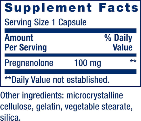 Life Extension Pregnenolone - 100 mg Hormone Balance Supplement, Gluten-free, Non-GMO, 100 Capsules