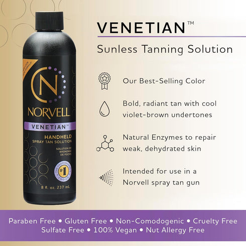Norvell Premium Professional Sunless Tanning Spray Tan Solution - Venetian, 8 fl. oz.
