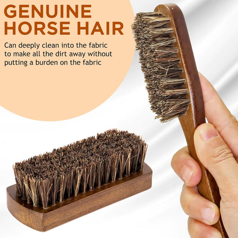 TAKAVU Horsehair Laundry Stain Brushes Set, Natural Soft Bristle for Scrubbing Tough Stains on Delicate Fabrics