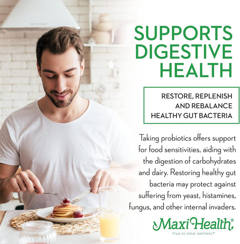 Maxi Health Probiotic Plus Ultimate Prebiotic - 50 Billion Live Active Probiotics Formula - 15 Strains - 30 Count