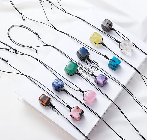 Runyangshi Dragon Blood Stone Square Pendant - 0.59"-0.78" (1.5-2cm) Tumbled Polished Stones Necklace Meditation Reiki