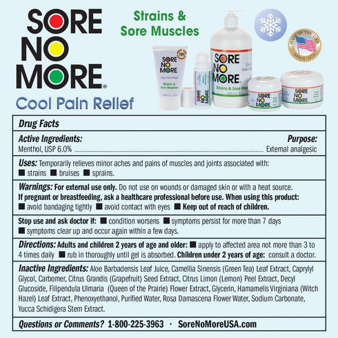Sore No More Cool Pain Relieving Gel, 8 oz Jar