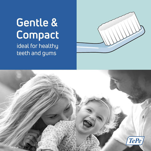 Pack 1 TePe Select Medium Toothbrush, Adult Medium-Bristle Toothbrush with Compact Tapered Head and Angled Neck