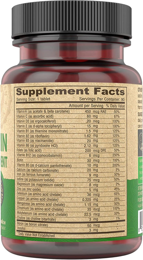 DEVA Tiny Tablets Vegan Multivitamins for Women & Men, 90 Tablets with Iron & Minerals