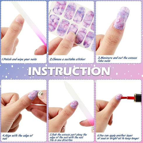 Maitys 168 Pcs Full Wrap Nail Stickers Polish Strips, Glitter Self Adhesive DIY Gel Nail Strips with Fingernail Files