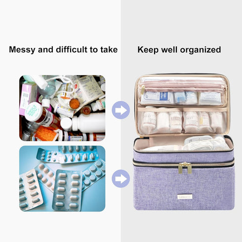 Lexeeco Medicine Storage Bag Pill Bottle Organizer with Portable Small Pouch Travel Medication Bottle Organizer
