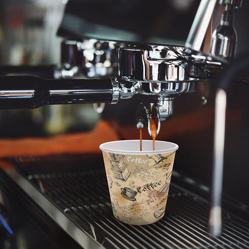 6 oz Paper Cups - Decorated Disposable Water Cups for Coffee and Tea, Office Use