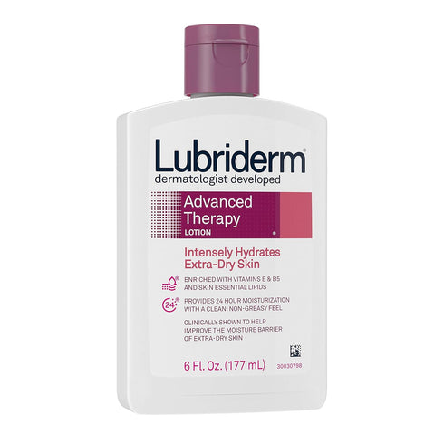 Lubriderm Advanced Therapy Moisturizing Lotion with Vitamins E and B5, Deep Hydration for Extra Dry Skin, Non-Greasy Formula, 6 fl. oz ( Pack of 3)