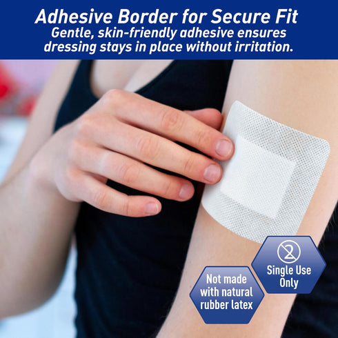 MED Pride Bordered Gauze-Island Dressing 4'' x 4'' | 25 Individually Packed Pouches, Sterile & Highly Absorbent