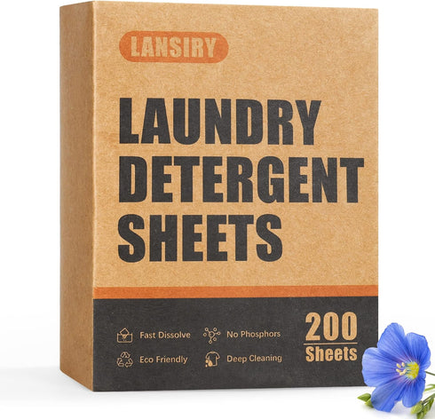 LANSIRY Laundry Detergent Sheets - 200 Loads Fresh Linen Scent Washing Strips, Compact