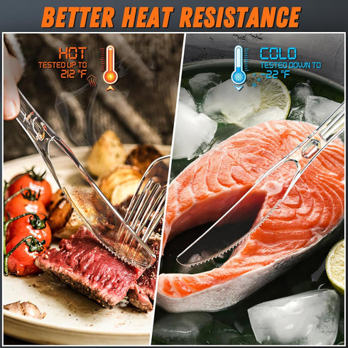 168pc 7.5" Clear Plastic Knives, Heavy Duty Upgraded Heat Resistant & BPA Free Disposable Cutlery