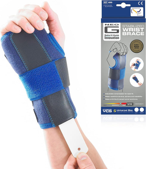 Neo-G Stabilized Carpal Tunnel Wrist Brace, Adjustable Compression, Left Hand, Class 1 Medical Device