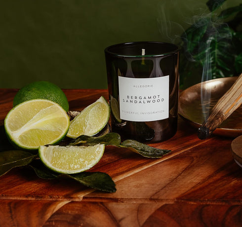 Set 3 (5.6oz) of Three Scented Candles for Men | Masculine scents of Bergamot & Sandalwood. Leather & Mahogany, Tobacco