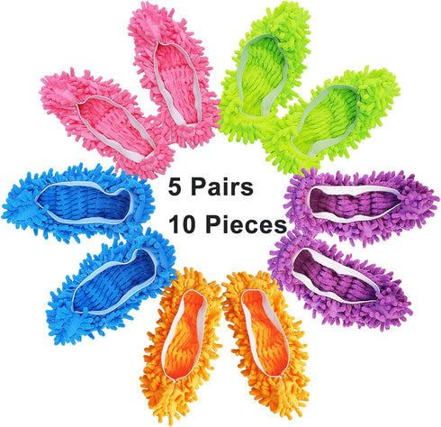 10 Pcs Washable Shoes Cover Dust Duster, Reusable Microfiber Mop Slippers for Floor Cleaning