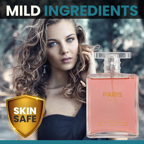 NovoGlow Paris For Her Eau de Parfum Spray - 3.4 Oz - Casual Daily Cologne Set with Deluxe Suede Pouch