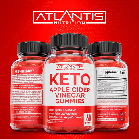 Gummies Gummies 1000MG 60 Count Atlantis Nutrition Keto ACV for Weight Loss - Apple Cider Vinegar Formulated to Support
