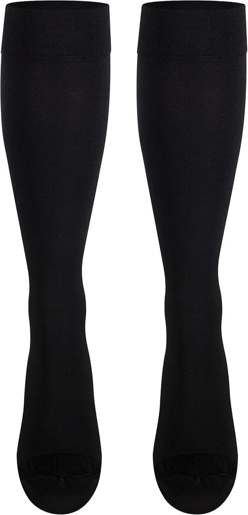 NuVein Medical Compression Stockings, 15-20 mmHg Support for Women & Men, Knee Length, Closed Toe, Black, X-Large