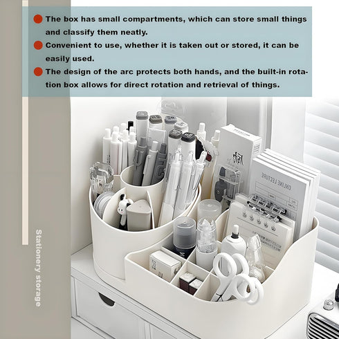 Makeup Organizer Countertop with Rotating Brush Holder, Multifunctional Storage for Vanity, Bathroom, Dresser
