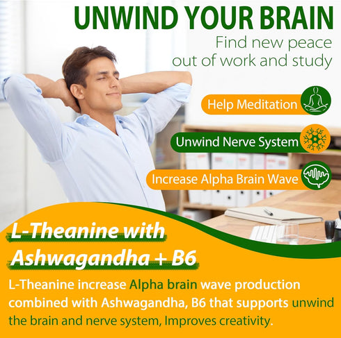 L-Theanine 200mg Gummies Sugar Free - GABA, 5-HTP, Ashwagandha & Vitamin D3 for Relaxation Support - 2 Packs