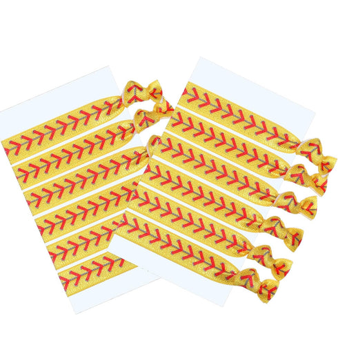 Norme Softball Hair Ties, 12 Pieces No Crease Elastics Set for Girls, Yellow Softball Style