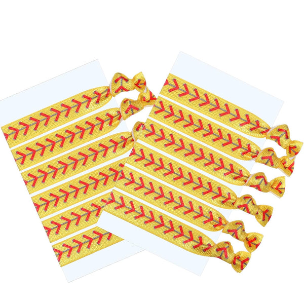 Norme Softball Hair Ties, 12 Pieces No Crease Elastics Set for Girls, Yellow Softball Style