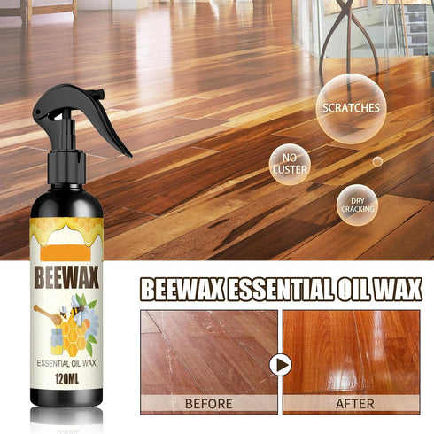 Beeswax Spray Furniture Polish, Natural Micro-Molecularized Cleaner with Sponge & Towel for Wood Furniture