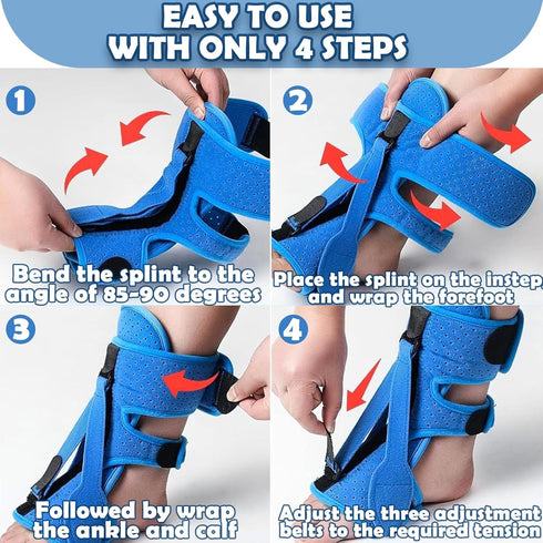 Plantar Fasciitis Night Splint - Foot Orthotic Brace for Achilles Tendonitis Relief, Day Night Use, Blue
