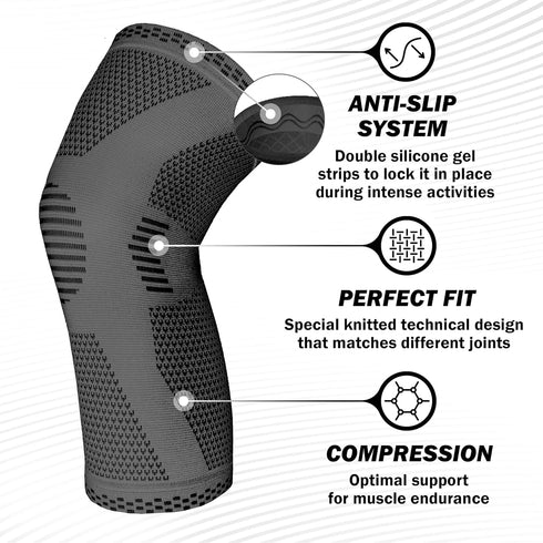 POWERLIX Knee Compression Sleeve, Best Knee Brace for Pain Relief, Support for Running, Basketball, Gym, Sports