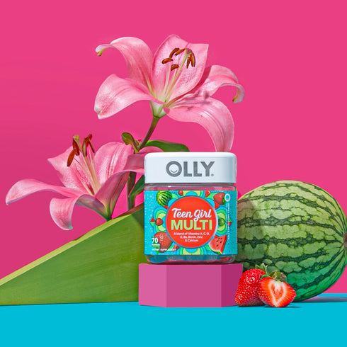 Gummy, Immune 50 100 Count OLLY Teen Girl Multi Healthy Skin and Support,* Essential Vitamins, Biotin, Zinc, Chewable