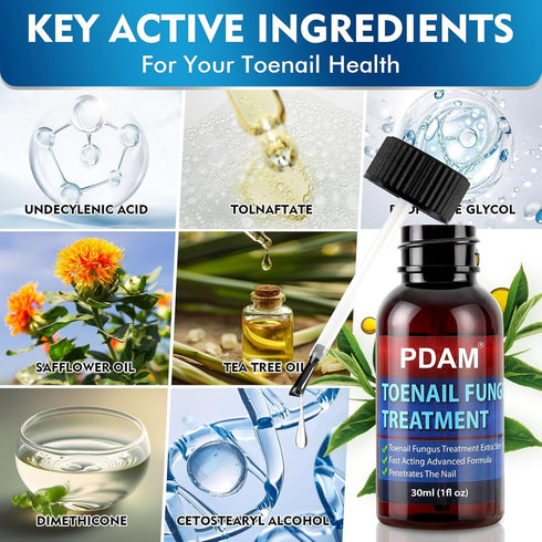 PDAM 30ml Toenail Fungus Treatment Extra Strength - Toe Nail Fungus Treatments for Thick, Nail Strengthener and Growth