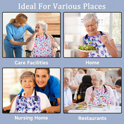 Men-3 Adult Bibs for Pcs Washable Clothing Protector with Crumb Catcher, Reusable Waterproof Feeding Bibs for Seniors