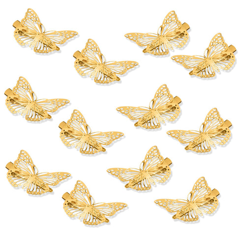 WILLBOND 24 Pieces Gold Butterfly Hair Clips, Cute Hollow Metal Hairpins, 90s Hair Accessories for Women Girls