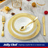 JOLLY CHEF 50 Plastic Bowls with Gold Rim, 12oz Disposable Soup Bowls, Premium Heavy Duty Disposable Dinner Bowls Reusable and Great for Parties, Everyday Use, Catering, Weddings by JOLLY CHEF