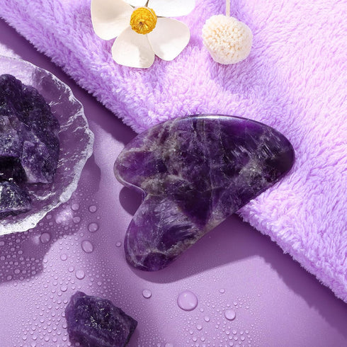 rosenice Gua Sha Facial Tools - Natural Scraping Massage Tool for Skincare Routine, Purple