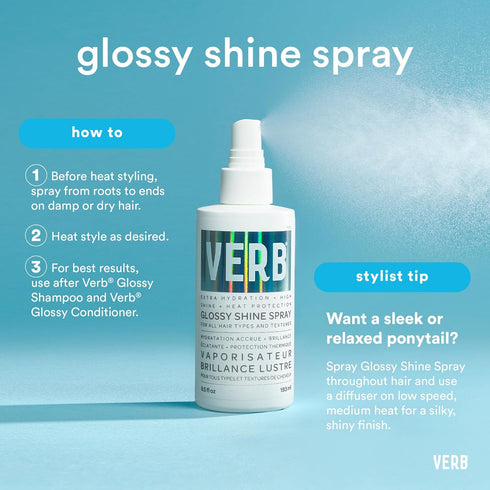 Verb Glossy Shine Spray with Heat Protection for Hair