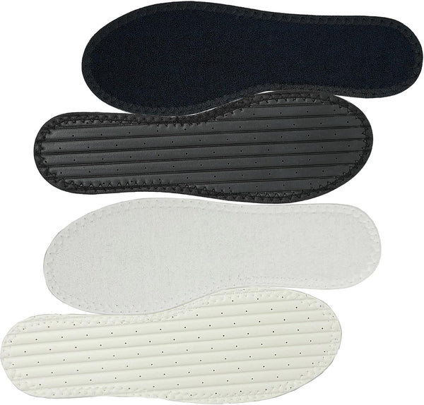 Happystep Cotton Terry Cloth Insoles, Barefoot Shoe Inserts, Moisture-Wicking, Washable, 1 Pair Black & White (Women 8)