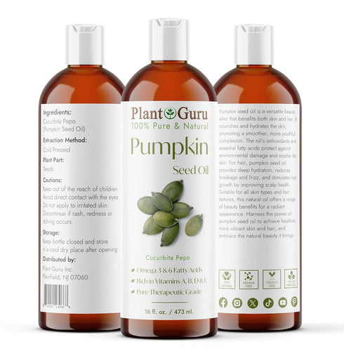 Pumpkin Seed Oil, 16 oz Virgin, Unrefined Cold Pressed 100% Pure Natural Moisturizer for Skin, Face, Body, Hair