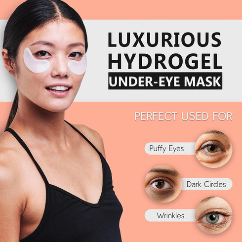 PURE SOL Hydrogel Gold Under Eye Mask - Hyaluronic Acid, Retinol, 12 Pairs for Puffy Eyes, Dark Circles