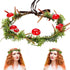 MOSTORY Green Elf Mushroom Crown, Fairy Woodland Floral Headpiece for Women and Girls