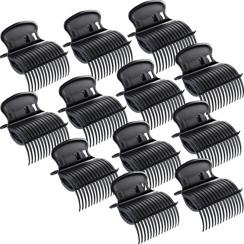 Hot Roller Clips Hair Curler - Replacement Claw Clips for Women Girls Hair Section Styling (12 Pieces, Black)