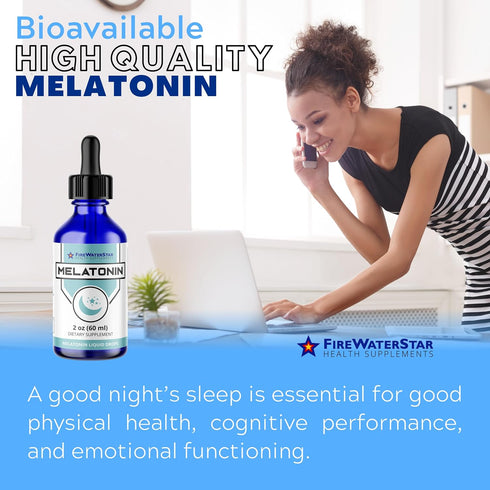 FWS Liquid Melatonin Drops for Adults and Kids - 99% Pure, Organic, Non-GMO, Vegan, 2oz