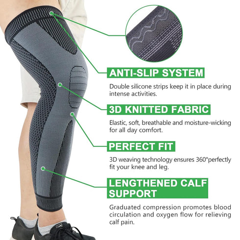 beister Full Leg Sleeve, Knee Braces for Pain Relief, Compression Sleeves for Meniscus Tear, ACL, Arthritis