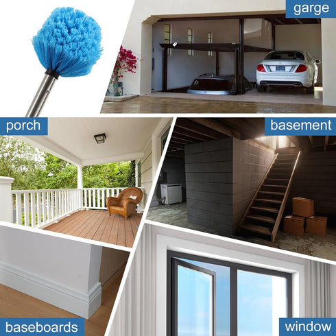 Cobweb Duster with Extension Pole, 6 FT Stiff Bristles Duster Head for High Ceiling Indoor Outdoor Cleaning