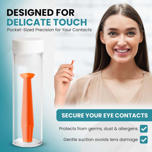 Sports Vision's 3 Pieces Orange Contact Hard Lens Only Suction Holder Inserter/Remover for Prosthetic Eyes & Scleral